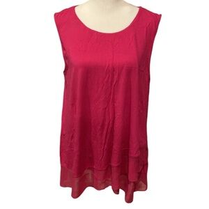 Vince Camuto dress tank. Size L. Pretty dark pink with lace at hem.